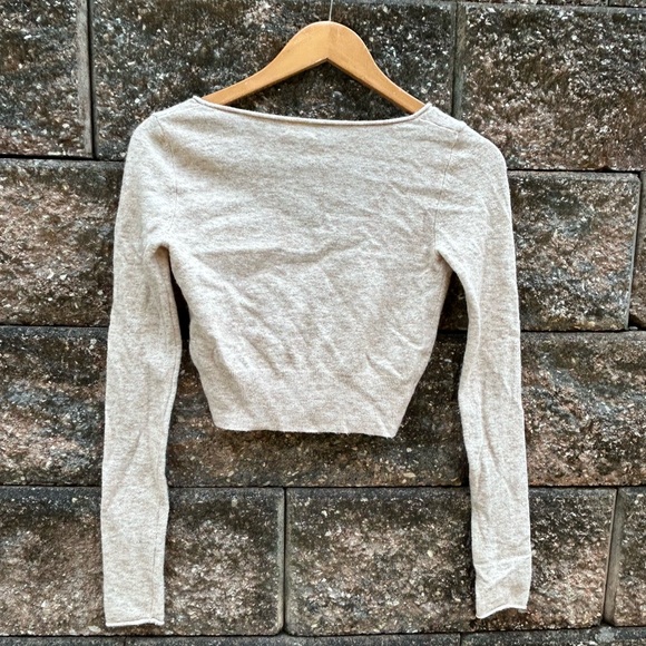 Aritzia Wilfred Santorini Cardigan Heather Light Oatmeal - Picture 4 of 7